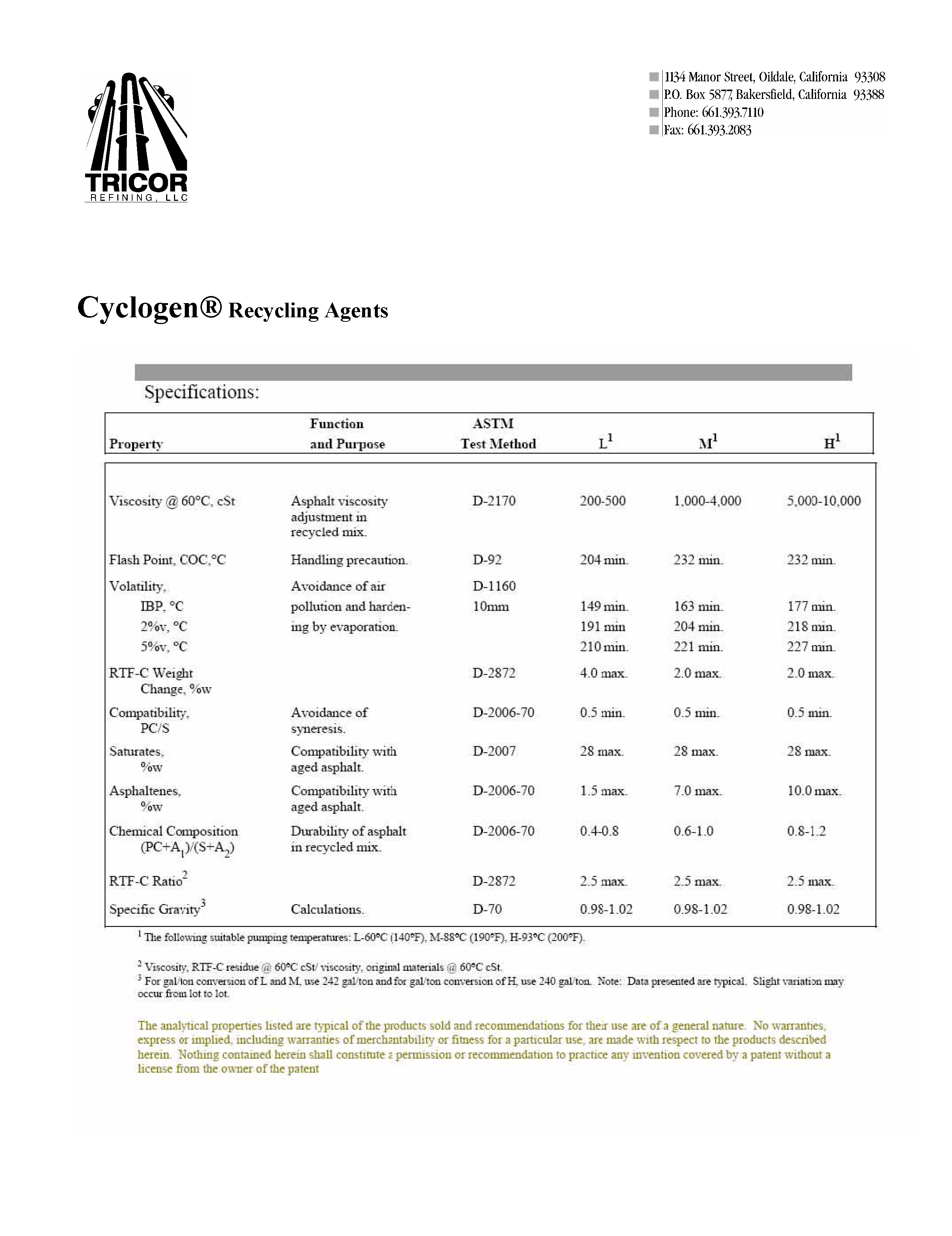 Cyclogen specifications